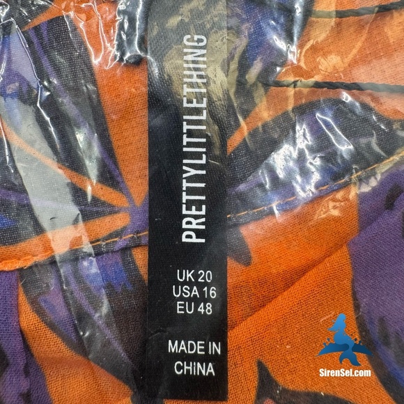 1110 NWT PrettyLittleThing Colorful Orange Print Beach Flares - Size 16 - Picture 6 of 12